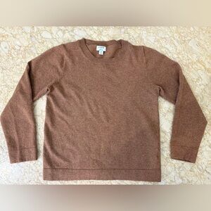 J. CREW COTTON-WOOL TEDDIE CREW NECK SWEATER in Camel Heather